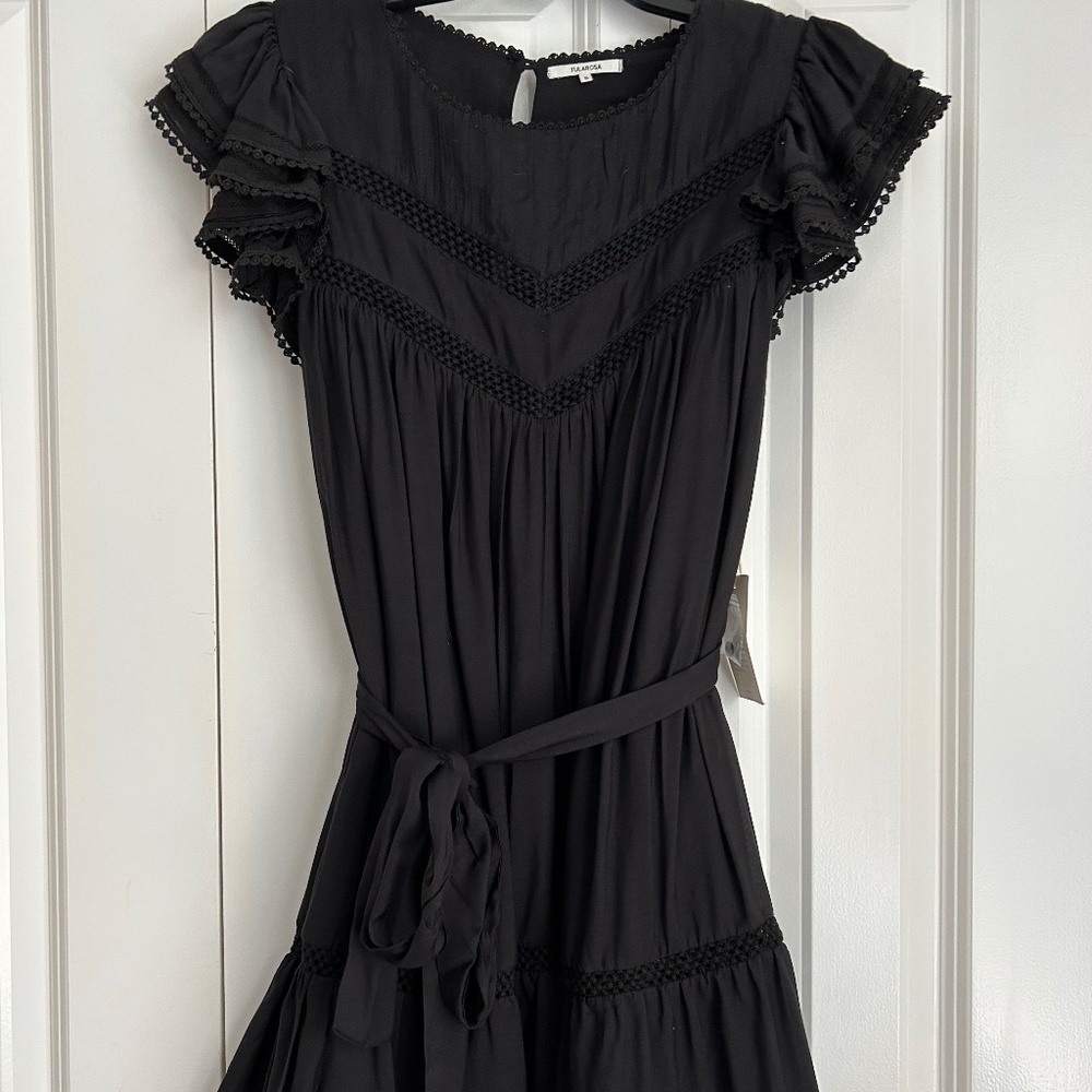 Tularosa Black Lace Ruffled Dress